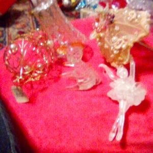 NWT, NWOT 5 Pc. Set Victorian, Metal, Plastic, Glass Christmas Ornaments